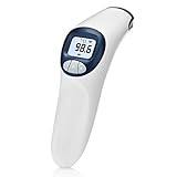 MeasuPro Thermomètre infra-rouge calme et sans contact pour le front et les surfaces avec Alerte de fièvre personnalisable et grand écran LCD, Approuvé par la CE et la FDA