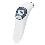 MeasuPro Thermomètre infra-rouge calme et sans contact pour le front et les surfaces avec Alerte de fièvre personnalisable et grand écran LCD, Approuvé par la CE et la FDA