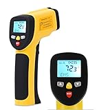 Dr.Meter Thermomètre Infrarouge Sans Contact Laser Intérieur / Extérieur sans fil infrarouge (IR) sans contact numérique (Pistolet Thermomètre avec étui, Un bouton de mode (MAX / MIN Fonction) Batterie compris (IR-40)