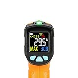 Thermomètre infrarouge PM6530B d'AIDBUCKS à visée laser, sans contact, écran avec couleurs, températures comprises entre -50 °C à 550 °C, forme de pistolet, alarme de dépassements de températures (en cuisine, en industrie)
