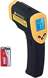 Etekcity 1080 Thermomètre Infrarouge Sans Contact Laser de -50°C à 550°C avec Ecran LCD Rétroéclairé, Pile fournie, Jaune, Impossible de mesurer la température corporelle